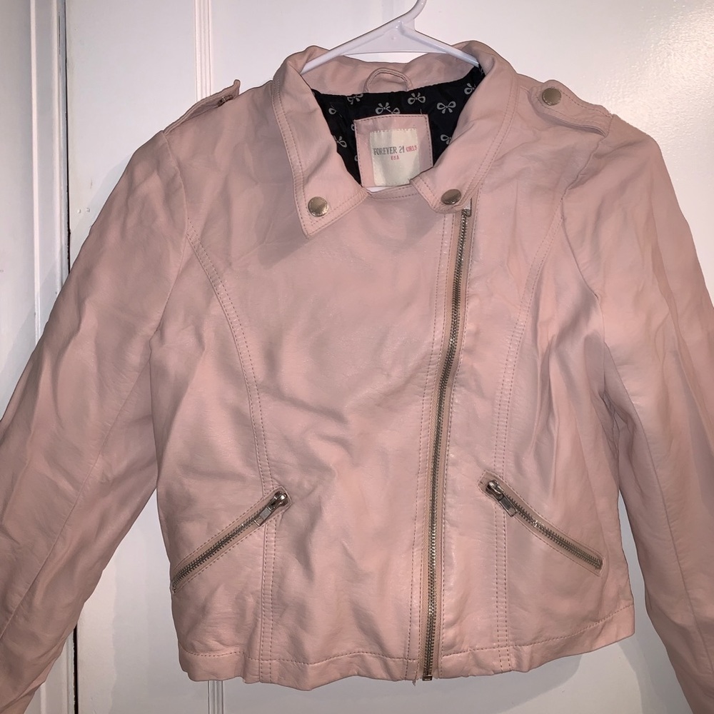 pink faux leather jacket